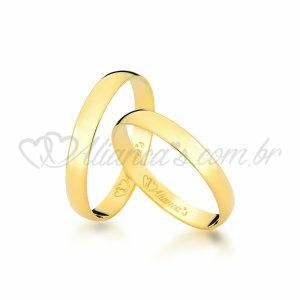 Alianas de casamento e noivado em ouro amarelo 18k - 750 - Modelo clssico.