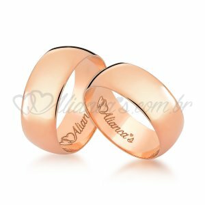 Par de alianas lisas de casamento em ouro rose 18k - 750