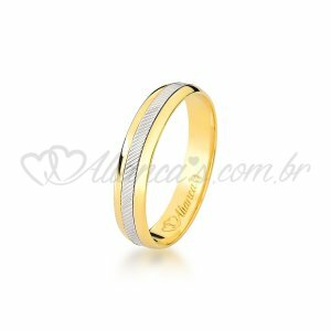 Aliana de casamento em cores de ouro 18k - 750. Acabamento liso e diamantado.