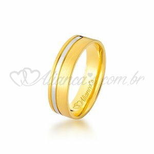 Aliana de noivado e casamento em ouro amarelo e branco 18k - 750