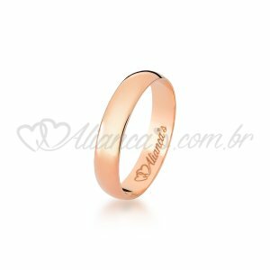 Aliana de noivado e casamento em ouro rose 18k - 750