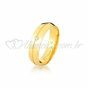 Aliana com brilhante em ouro 18k - 750