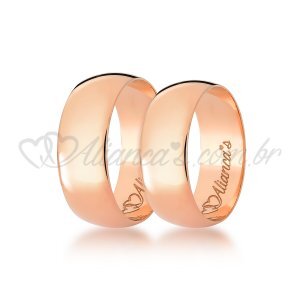 Par de alianas de casamento em ouro rose 18k - 750