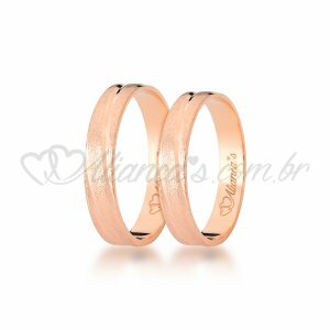 Par de alianas em ouro rose 18k - 750. Ideal para casamento e noivado