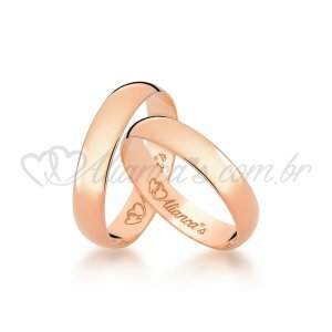 Par de alianas de casamento em ouro rose 18k - 750