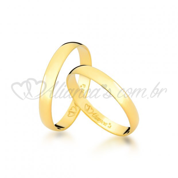 Alianas de casamento e noivado em ouro amarelo 18k - 750 - Modelo clssico.