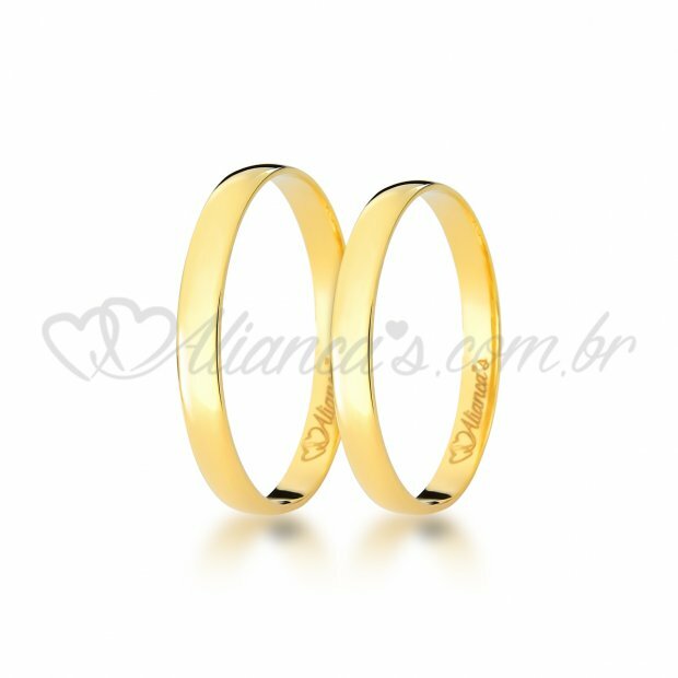 Par de aliana tradicional  para casamento em ouro 18k.