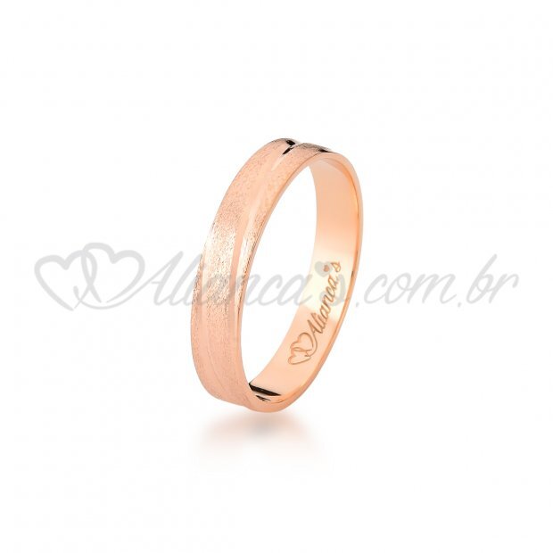 Par de alianas em ouro rose 18k - 750. Ideal para casamento e noivado