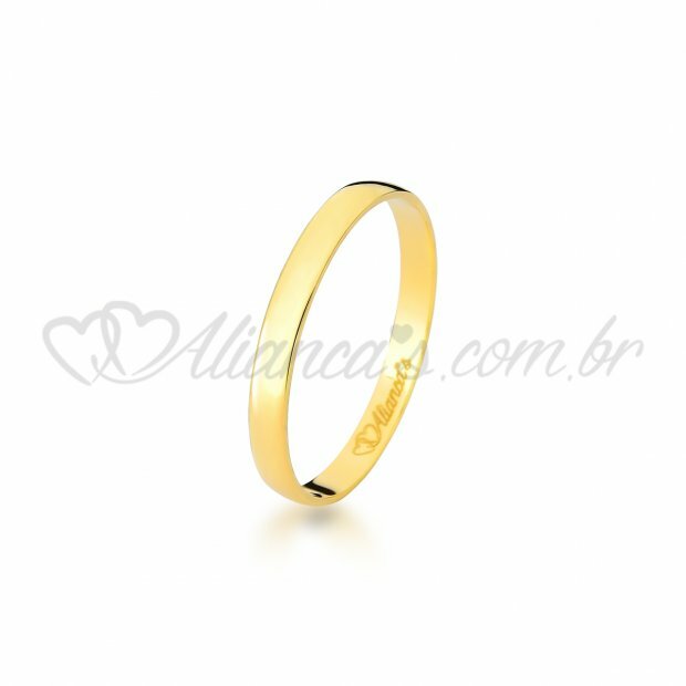 Aliana de casamento em ouro 18k - 750 -  Modelo clssico liso e polido.