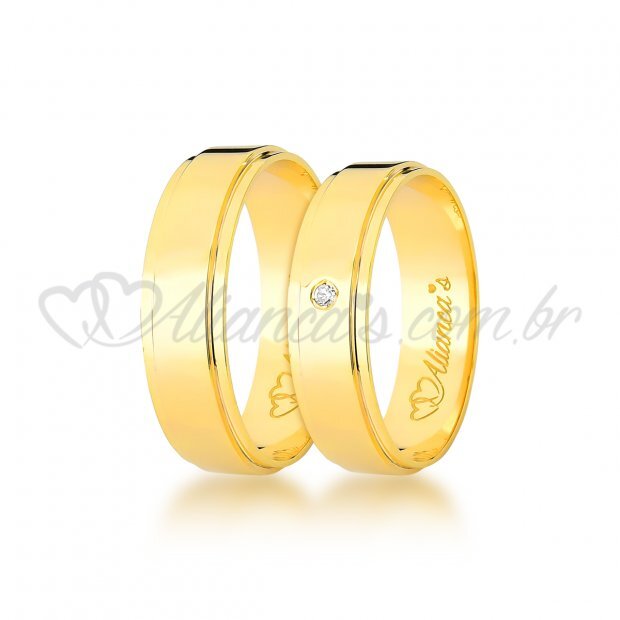 Alianas de casamento e noivado em ouro 18k - 750
