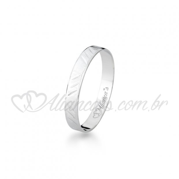 Aliana de casamento em ouro branco 18k -