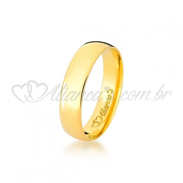 Alianas para casamento e noivado em ouro 18k - 750 - Modelo tradicional.