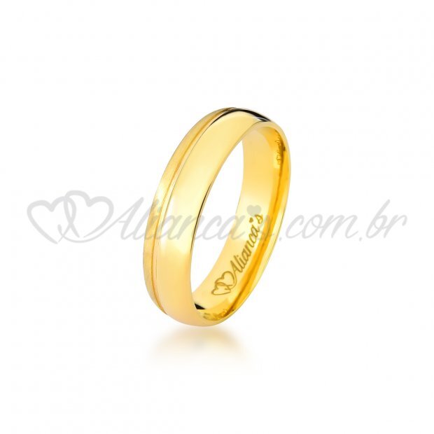 Par de alianas com brilhantes em ouro 18k - 750