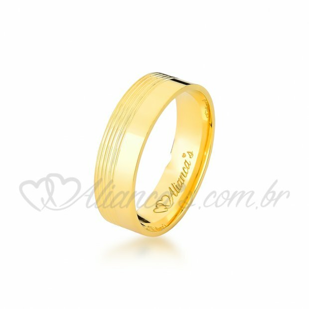 Aliana para casamento e noivado em ouro 18k - 750