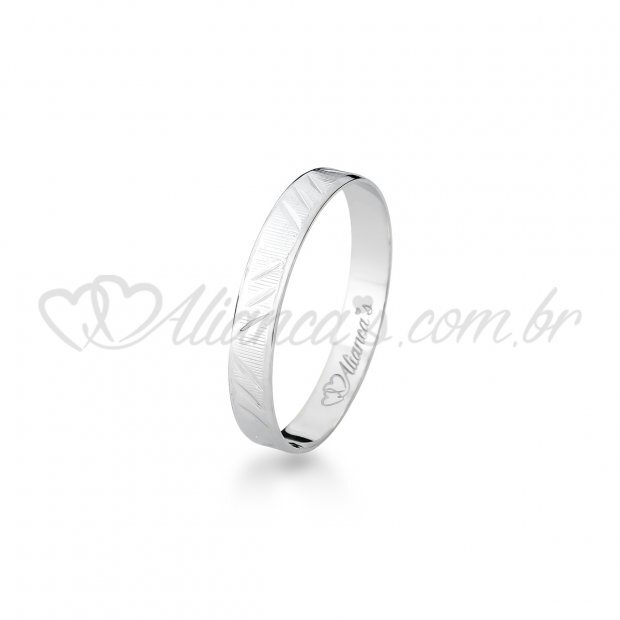 Aliana de casamento em ouro branco 18k -