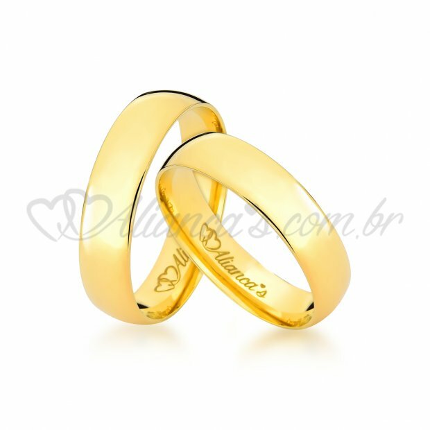 Alianas para casamento e noivado em ouro 18k - 750 - Modelo tradicional.