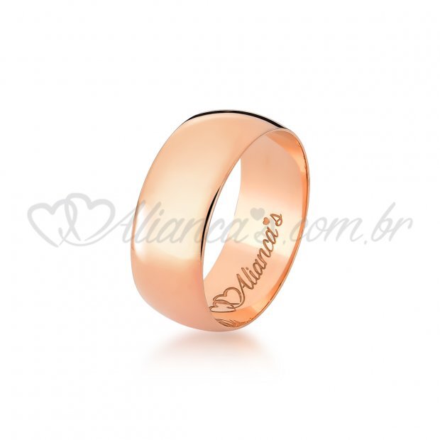Par de alianas lisas de casamento em ouro rose 18k - 750