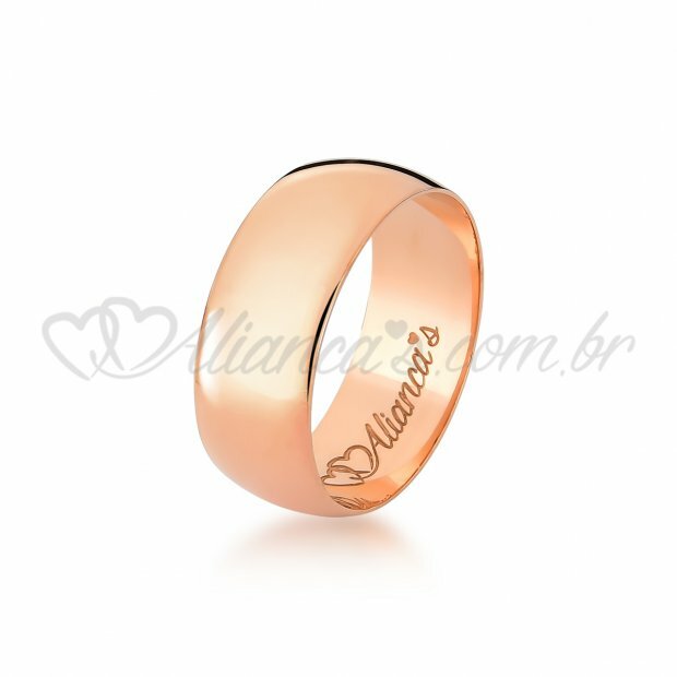 Par de alianas lisas de casamento em ouro rose 18k - 750
