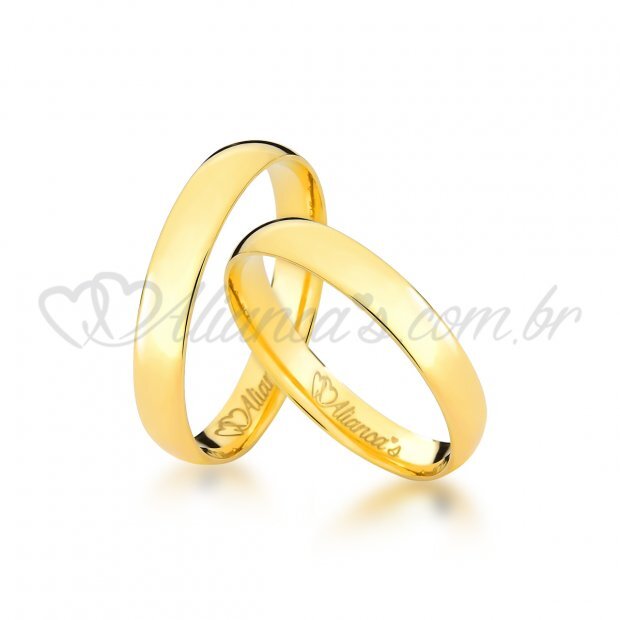 Alianas tradicionais de casamento e noivado em ouro 18k - 750