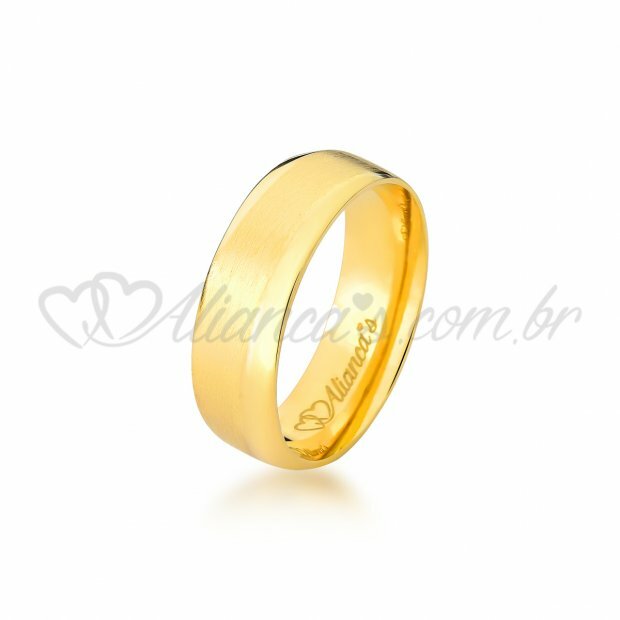 Par de alianas com brilhante de noivado e casamento em ouro 18k
