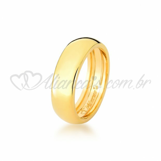 Aliana de casamento e noivado concavex no ouro amarelo 18k - 750