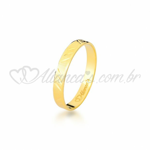 Aliana para casamento e noivado em ouro amarelo 18k - 750