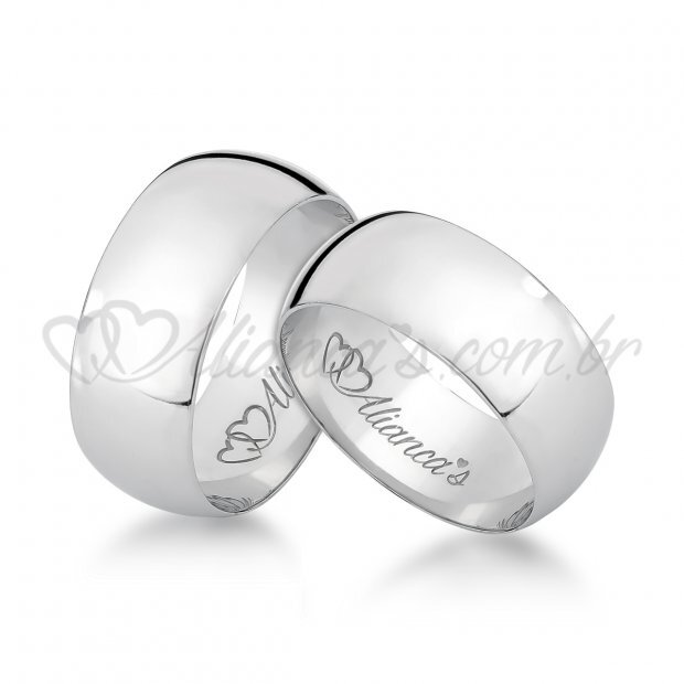 Par de alianas em ouro branco 18k - Ideal para casamento e noivado