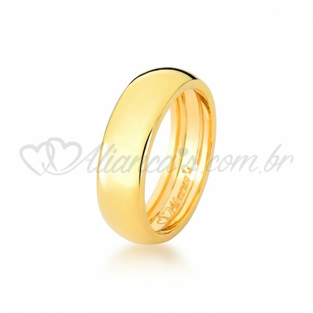 Aliana de casamento e noivado concavex no ouro amarelo 18k - 750