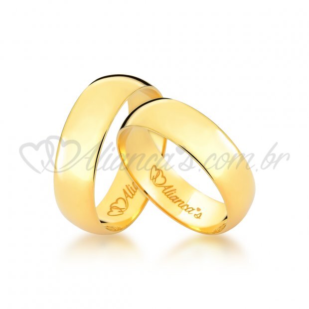 Alianas de Casamento em ouro 18k. Clssica com acabamento liso e polido.