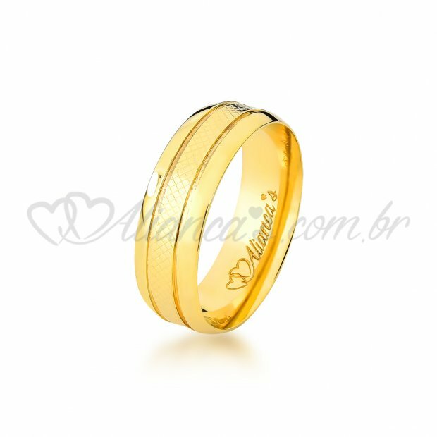 Aliana para casamento e noivado em ouro amarelo 18k - 750