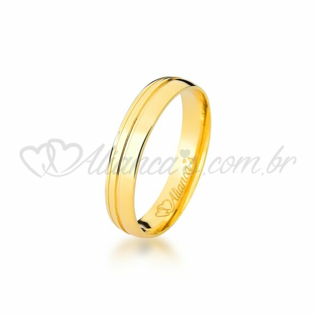 Par de alianas para noivado e casamento em ouro 18k - 750