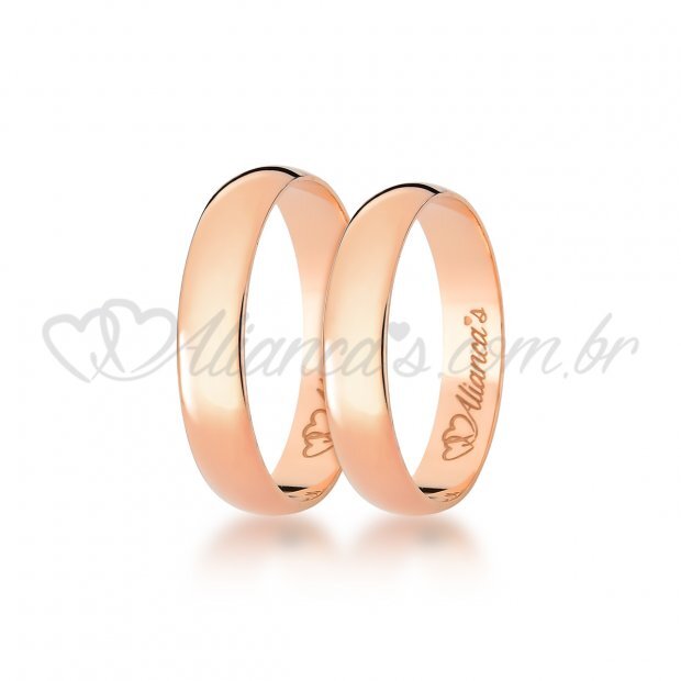 Par de alianas de casamento em ouro rose 18k - 750