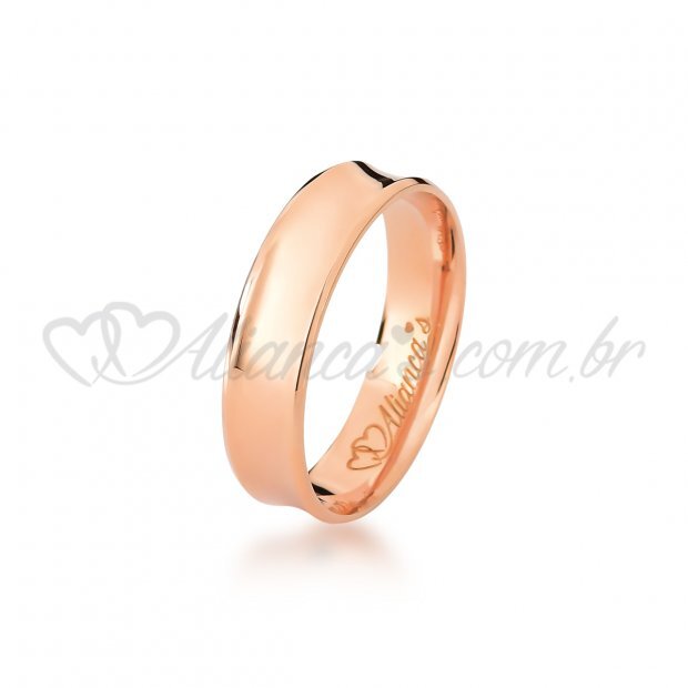 Aliana para casamento e noivado em ouro rose 18k - 750