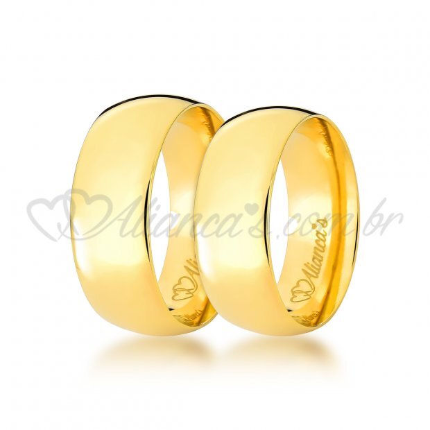Alianas de casamento e noivado tradicional em ouro 18k