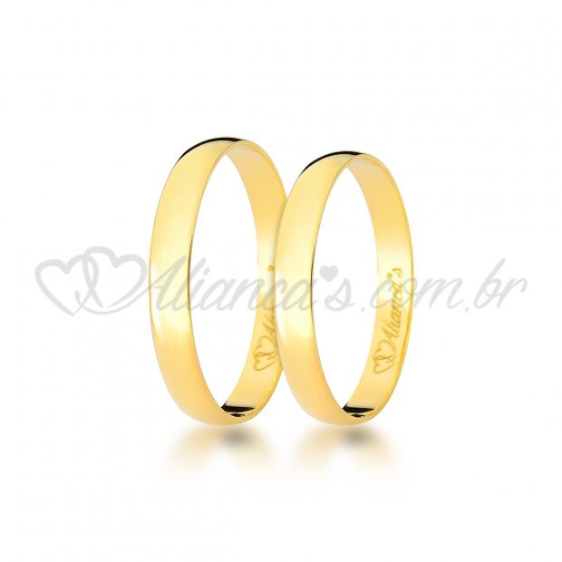 Alianas de casamento e noivado em ouro amarelo 18k - 750 - Modelo clssico.
