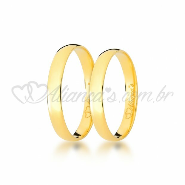 Alianas de casamento e noivado em modelo tradicional  de ouro 18k - 750