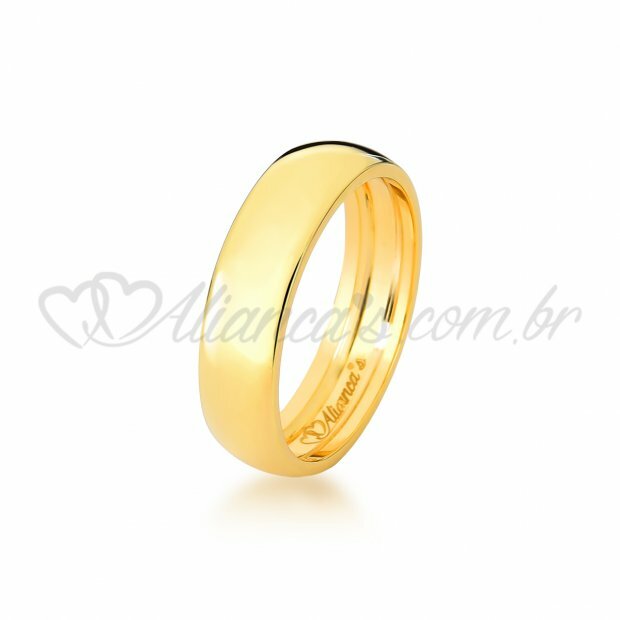 Aliana concavex para noivado e casamento em ouro 18k - 750 - Formato cncavo e abaulado