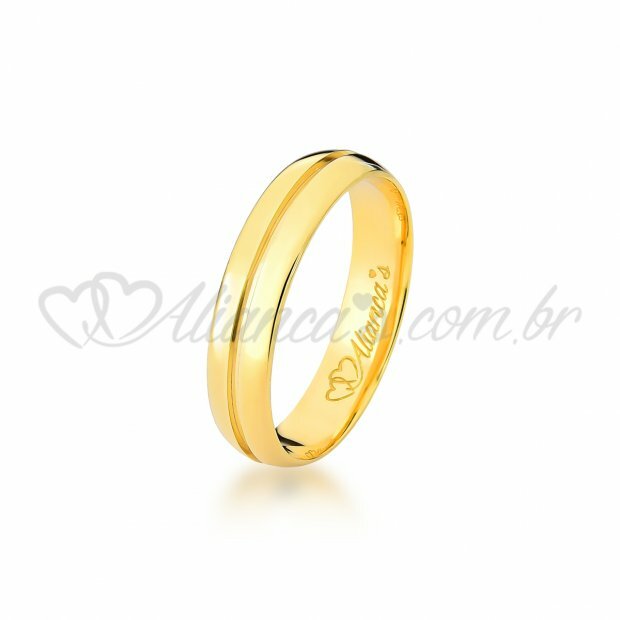Par de alianas especiais de noivado e casamento com brilhante em ouro  18k - 750