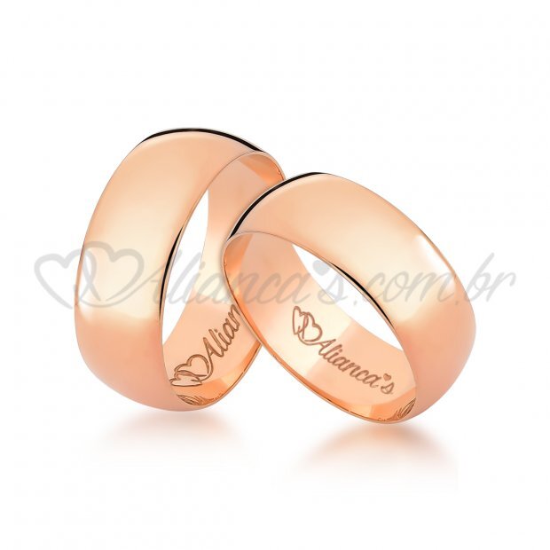 Par de alianas de casamento em ouro rose 18k - 750