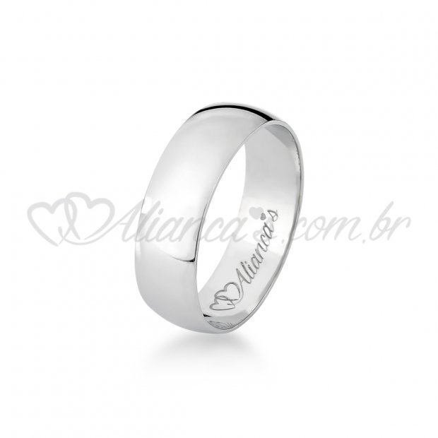 Par de alianas lisas de casamento em ouro branco 18k - 750.