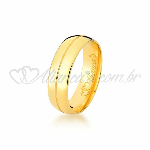 Par de alianas com brilhante, especiais para noivado e casamento, confeccionada em ouro 18k - 750