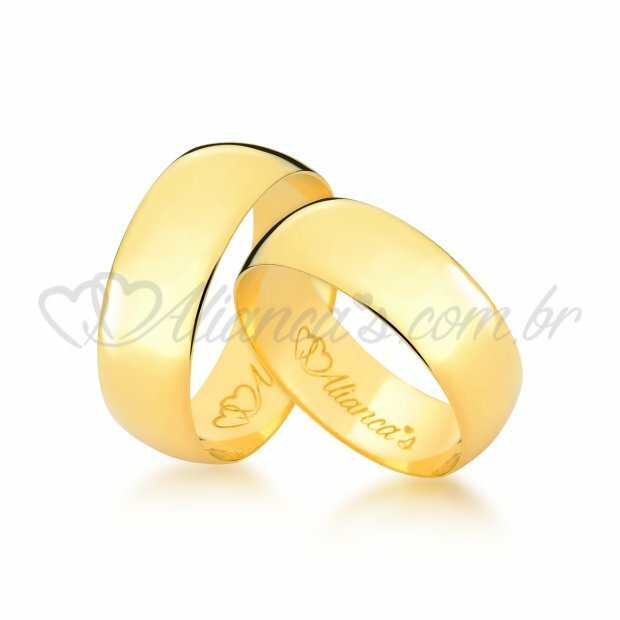 Par de alianas em ouro 18k - 750. Modelo Clssico.
