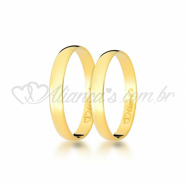 Alianas de casamento e noivado em ouro amarelo 18k - 750 - Modelo clssico.