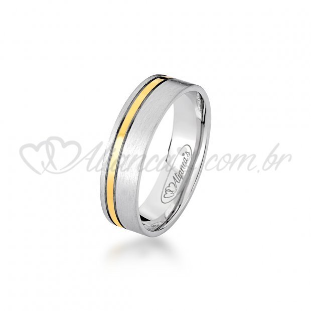 Alianas com brilhantes em ouro  branco e amarelo18k -