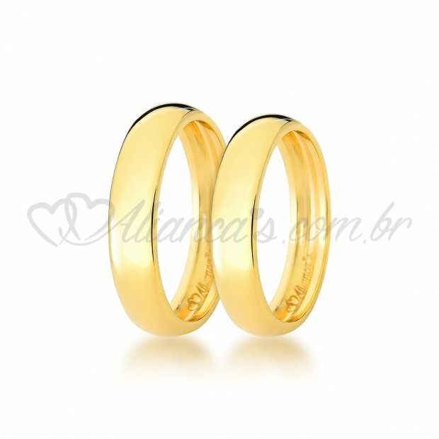 Par de alianas de casamento concavex em ouro amarelo 18k - 750