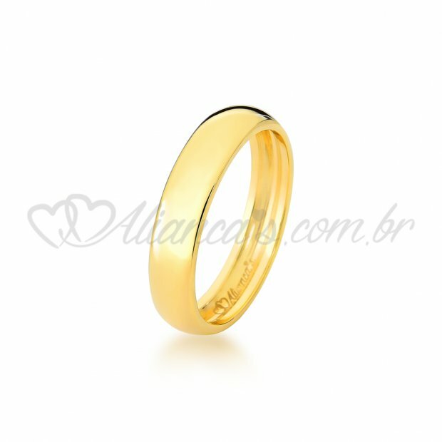 Par de alianas de casamento concavex em ouro amarelo 18k - 750
