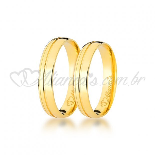 Par de alianas para noivado e casamento em ouro 18k - 750