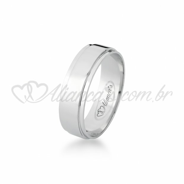 Par de alianas com brilhante em ouro branco 18k - 750