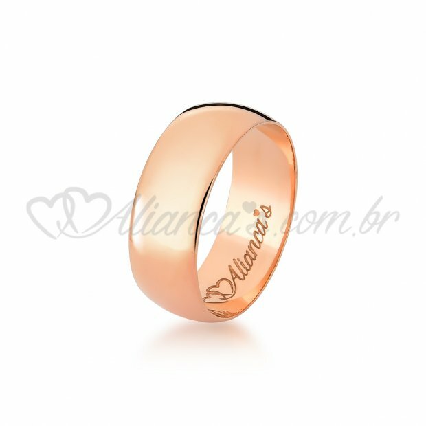 Aliana de noivado e casamento em ouro rose 18k - 750