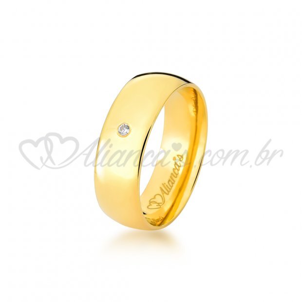 Alianas de casamento com brilhante em ouro 18k - Modelo tradicional.